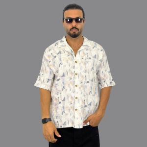 پیراهن آستین کوتاه مردانه دبل فیس آبی