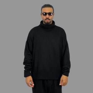 بافت یقه اسکی مردانه مشکی