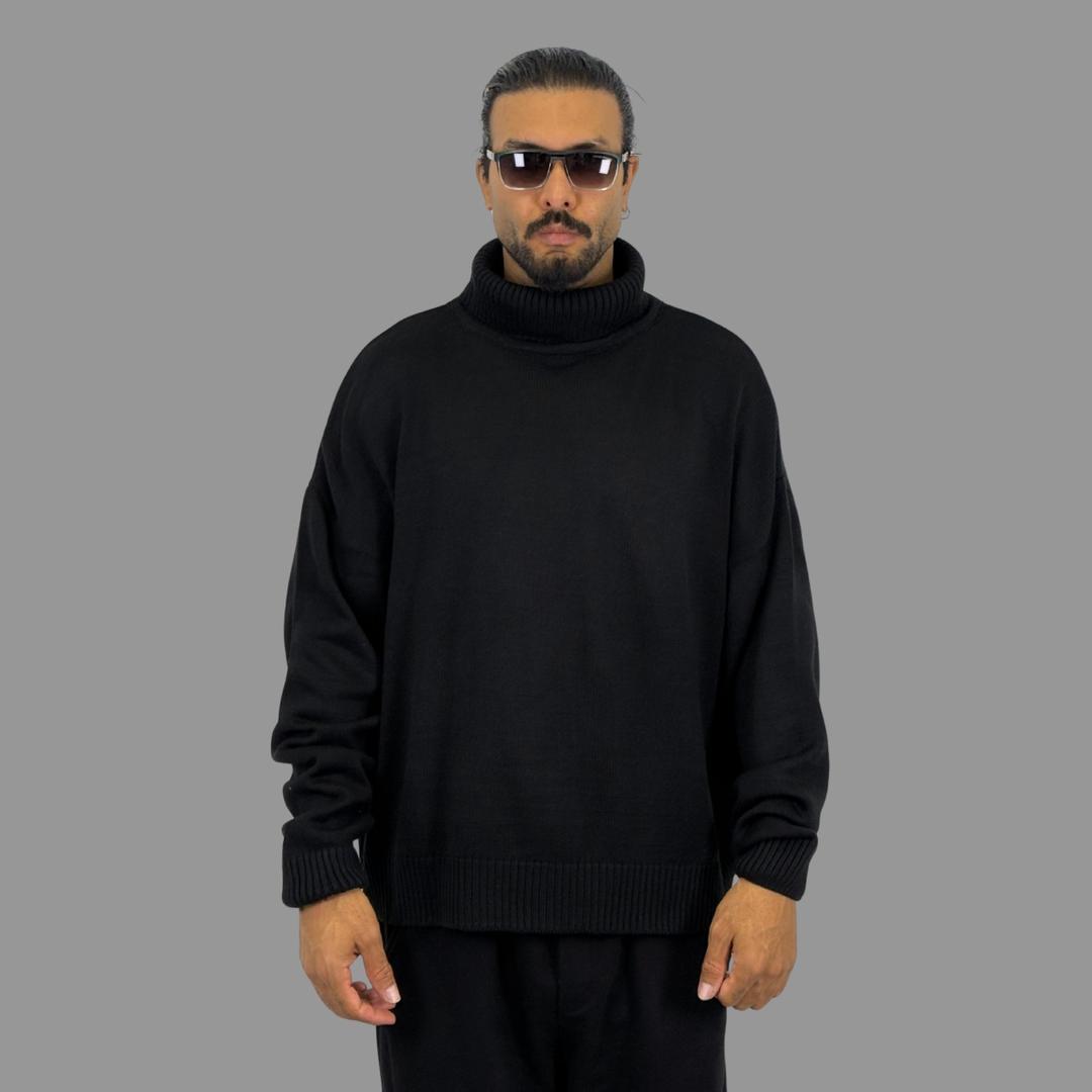 بافت یقه اسکی مردانه مشکی