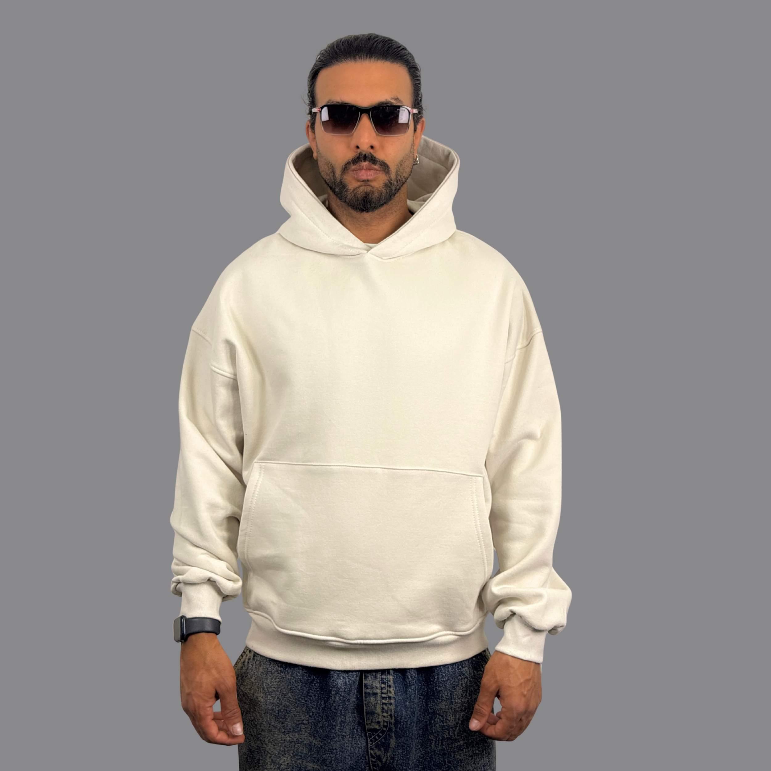 هودی مردانه رنگ استخوانی