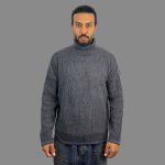 بافت یقه اسکی مردانه طوسی تیره