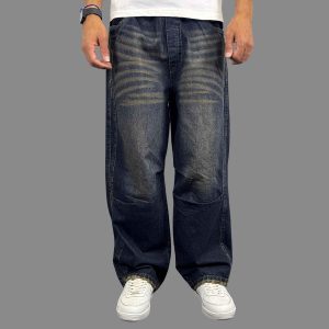 شلوار جین مردانه مدل بالونی سرمه ای