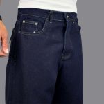 شلوار جین مردانه واید لگ آبی تیره بدون زاپ
