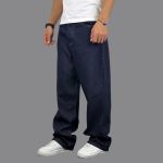 شلوار جین مردانه واید لگ آبی تیره بدون زاپ